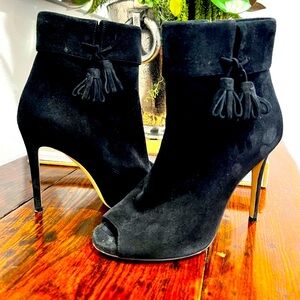 M. Gemi Suede Peep Toe Ballata Ankle Boots